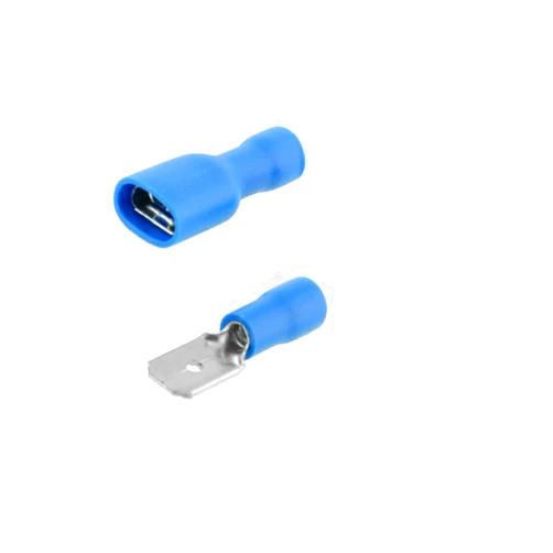 Aveanit 100PCS Insulated Crimp Spade Terminals Female Male Connector Lug Waterproof Electrical Wire Cable Terminal Connectors Kit (Color : Blue)