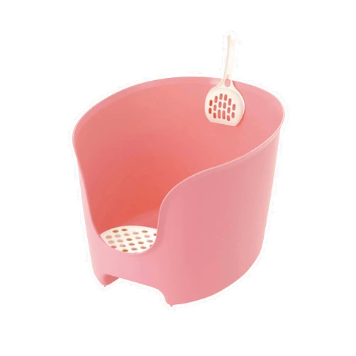 Richell USA - PAW TRAX High Wall Cat Litter Box in Pink - High Sides Waste Box, Anti-Tracking Grate, Included Scooper, 19.7x16.1x12.4, Cats & Kittens