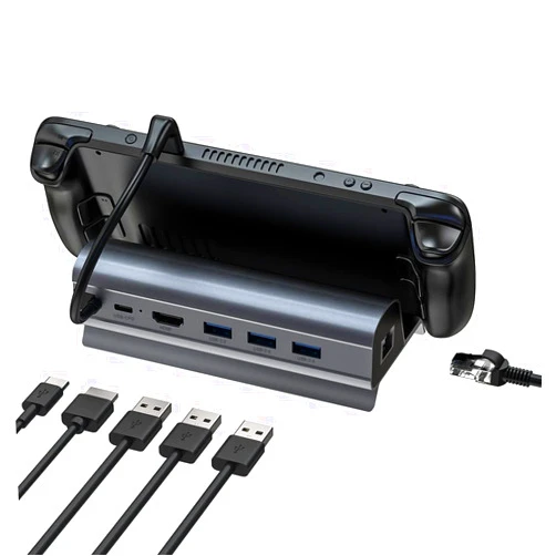 AISONK Docking Station Compatible with Steam Deck, 6-in-1 Steam Deck Dock with HDMI 2.0 4K@60Hz, Gigabit Ethernet, 3 USB-A 3.0 and Full Speed Charging USB-C Port Compatible with Valve Steam Deck