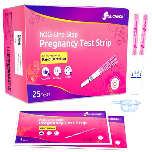 HEAL-CHECK HCG Pregnancy Test Strips, 25-Count HCG Test Strip with 25 Free Collection Cups,Early Pregnancy Test Kit,Easy at Home