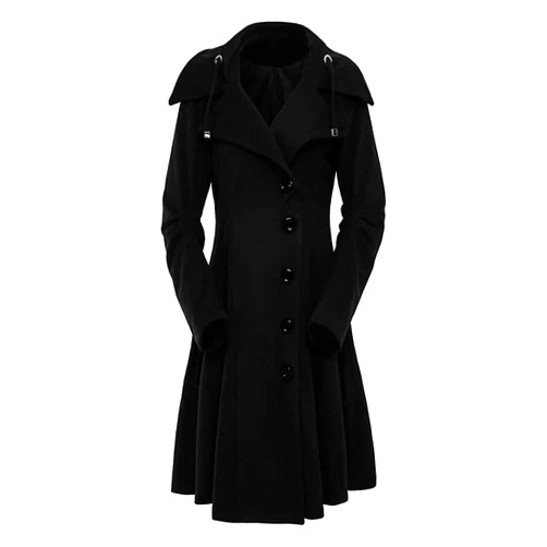 Hesxuno Women's Fashion Trench Coat Plus Size Double Breasted Jacket Hooded Pea Coat Thick Winter Overcoat Elegant Outwear