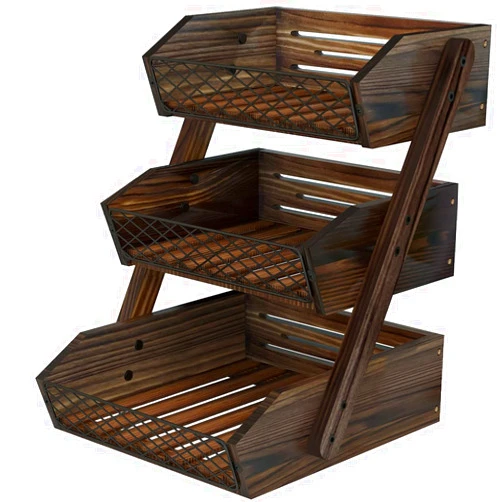 Dorhors Fruit Basket for Kitchen, 3 Tier Fruit Bowl for Kitchen Counter,Wooden Fruit Holder for Kitchen Countertop