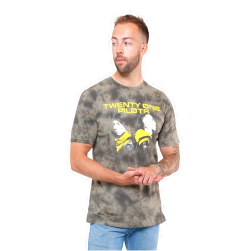 Twenty One Pilots T Shirt Back To Back Band Logo Unisex Dip Dye Green