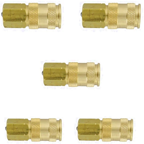 Milton Industries Inc. 764 HI-Flo V-Style' A,M,V-Feet 1/4-Inch Brass Body, 5 Pack