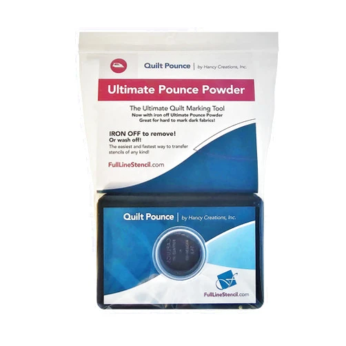 Full Line Stencil - Ultimate Quilt Pounce Pad with Refillable Iron-Off Chalk Powder, for Design Transfer and Fabric Marking Using Quilting Stencils – 2 oz White Chalk Included (QPU)