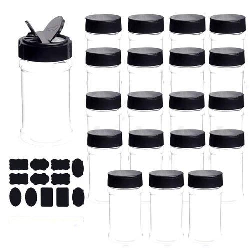 Dabacc Spice Bottles, Dabacc 20Pcs 7oz Clear Plastic Container Jars with Lids Labels for Kitchen Storing Spice Powders Dry Goods Peanut Butter BPA free