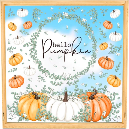 Horaldaily 123 PCS Fall Window Cling Sticker, Thanksgiving Autumn Harvest Orange White Pumpkin for Home Party Supplies Shop Window Glass Display Decoration, 11.5 x 8.3
