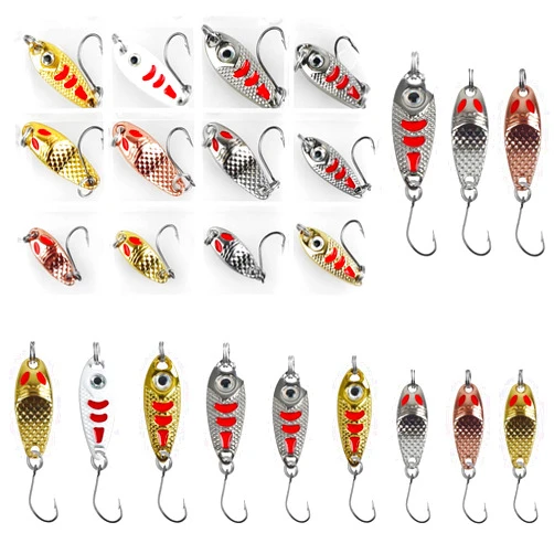 JSHANMEI Trout Fishing Spoon Lures Set Hard Bait Spinner Single Hook Trout Lures Mini Fishing Jig Metal Spoon Lures for Perch Char Crappie