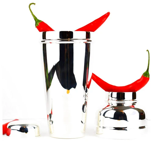 Blue Chilli Design Silver-plated cocktail shaker set of 3 – modern design