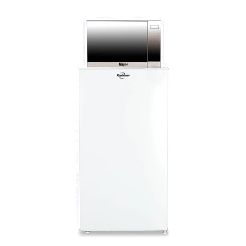 Total Chef Koolatron 3.1 Cu Ft Compact Fridge + 700W Microwave Combo: Includes White Flat Back Fridge/Freezer + Total Chef 0.7 Cu Ft Stainless Steel Touch Control Microwave, Student Dorm Room, Office