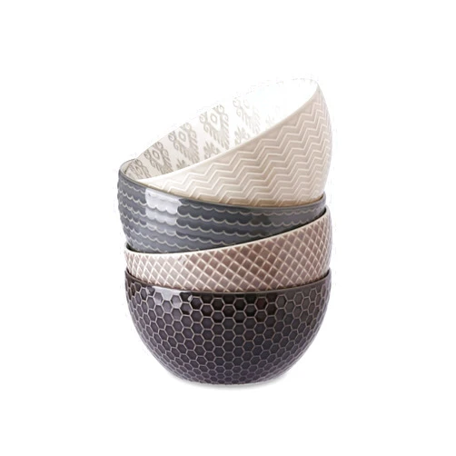 Signature Housewares Pad Print Set of 4 Assorted Bowls 6