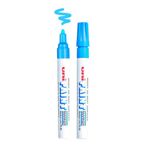 uni-ball Uni Paint PX-20 Oil-Based Paint Markers, Medium Line (1.8-2.2mm), Light Blue, 2 Count