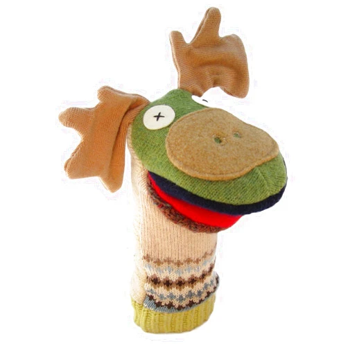 Cate and Levi Cate & Levi - Hand Puppet - Premium Reclaimed Wool - Handmade in Canada - Machine Washable (Moose)