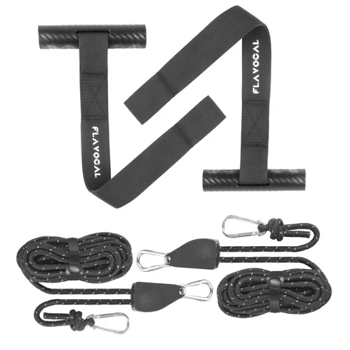 FLAVOCAL 2 Pcs Quick Hood Loop Tie Down Anchor Straps & 2 Pcs Heavy Duty Ratchet Tie Down Straps,Adjustable Pulley Rope Hanger with Reinforced Metal Gear,Quick Hood Loop Anchor Straps for Car,Kayak,Truck,Canoe