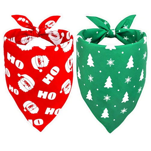 Vivifying Dog Christmas Bandana, 2 Pack Santa Claus and Christmas Tree Pet Scarves for Large and Extra Large Dogs, Holiday Pet Costume for Photo Prop, and Party Decor (X-Large, Red&Green)