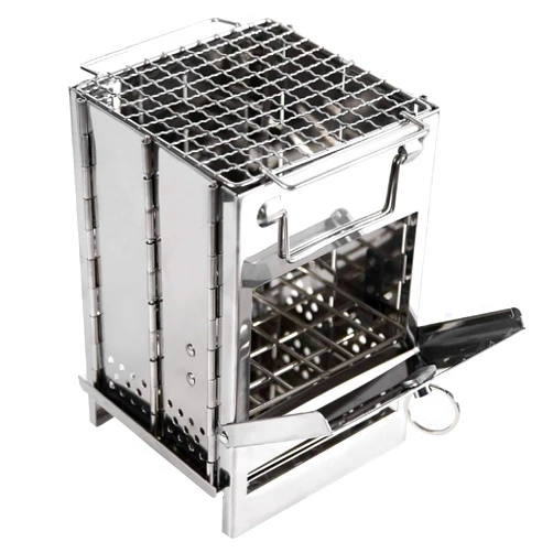 REDCAMP Wood Burning Camp Stove Folding Stainless Steel 304# Grill, Small Portable Backpacking Stove for Hiking Camping Picnic BBQ