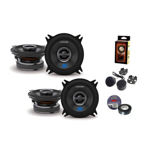 Absolute USA Alpine 2X S-S40 S-Series 4-inch Coaxial 2-Way Speakers (Pair) - Contains 4x6 Adapter Plate Bundle