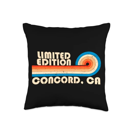 Retro City Matching Family Team 80s 90s Style Look CONCORD, CA City Pride Hometown Retro Vintage Throw Pillow