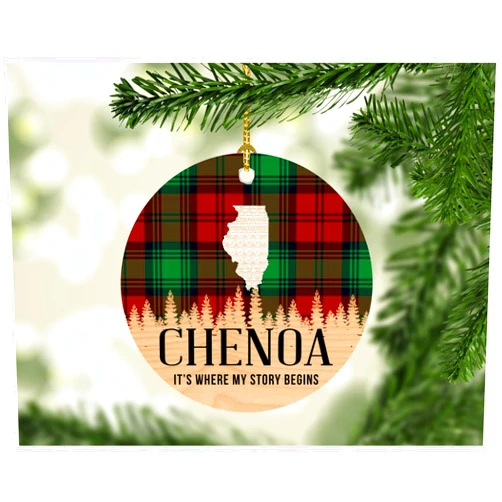 Artist Unknown Christmas Decorations Ornaments 2023 Chenoa Illinois It's Where My Story Begin Xmas Present Funny Gift for Family New Home Gift Xmas Tree Decoration 3