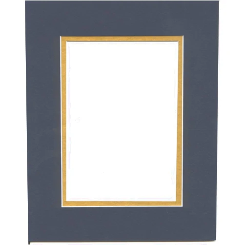 Bux1 picture matting 16x20 Navy Blue & Gold Double Picture Mat, Bevel Cut for 11x14 Picture or Photo