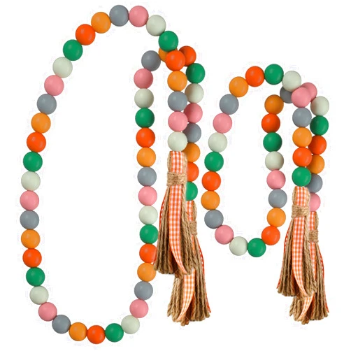 YuanDe Boho Wood Bead Tassel Garland 30