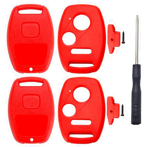YOHIBET 3 Buttons Key Fob Keyless Entry Replacement Remote Shell Case Fit for Honda Accord/Civic/CR-V/Fit/Odyssey/Pilot/Ridgeline/CR-Z (2pcs Red)