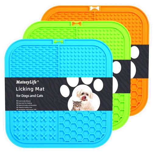 MateeyLife 3PCS Large Lick Mat for Dogs and Cats with Suction Cups, Dog Lick Mat for Anxiety Relief, Dog Toys to Keep Them Busy, Dog Enrichment Toys for Bathing, Cat Peanut Butter Lick Pad for Boredom