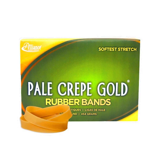 Alliance RUBBER COMPANY Alliance Rubber 20845 Pale Crepe Gold Rubber Bands Size #84, 1 lb Box Contains Approx. 240 Bands (3 1/2