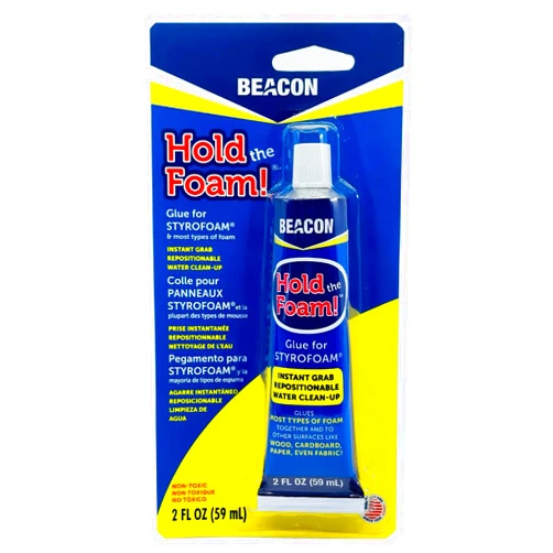 BEACON Hold The Foam - Non-Toxic, Quick Grabbing, Super Thick Formula That Bonds All Types of Foam Instantly, 2-Ounce