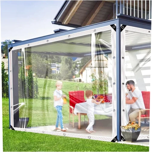 TOTOZAKUL Clear-Tarps-Heavy-Duty-Waterproof-3x3FT, Transparent Waterproof Tarp with Grommets 15.74 Mil Garden Rainproof Covering for Patio Enclosure Camping Outdoor Tent Cover Porch Canopy
