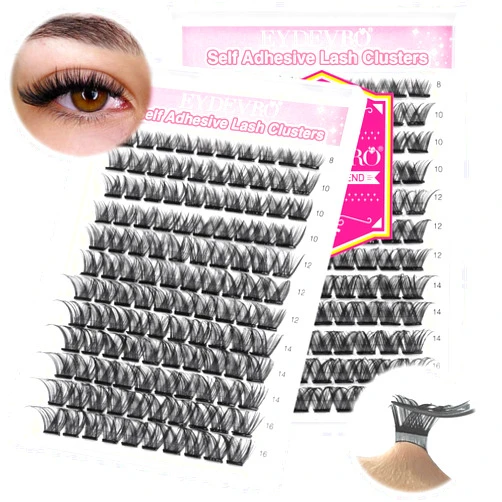 EYDEVRO Self Adhesive Eyelashes, Lash Clusters Self Adhesive DIY Lash Extension 120 pcs Reusable Individual Lashes No Glue 8-16mm Mixed Length Press on Lashes Reusable Cluster Lashes Self Apply by EYDEVRO