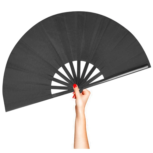 BAICFQUK Rave Fan Large Folding Fan-Hand Fan Clacking Fans for Line Dancing, Popping Fans foldable for Dance,Party,Outdoor,Decoration (black)