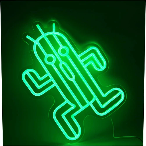 YWYOOQUA Cactar Neon Sign USB Powered for Kids Room Decor,Green Plant Cactus Neon Light Sign for Playroom Light Man Cave Game Room Bar Final Fantasy Fan Art Birthday Gift 14 * 15.7 Inches