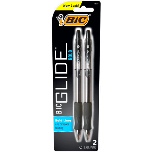 BIC Velocity Bold Retractable Ball Pen, Bold Point (1.6mm), Black, 2 Count, Great for Everyday Writing