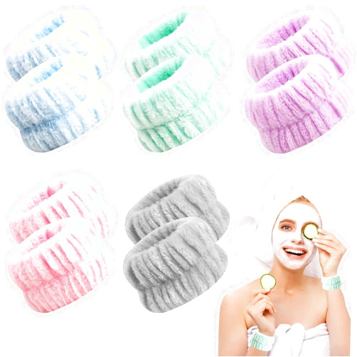 Qiqibaobao 10 Pcs Wrist Spa Washband,Microfiber Wrist Wash Towel Band,Face Washing Wristbands,Absorbent Wristbands,Prevent Liquid from Spilling Down Your Arms