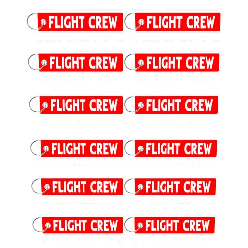 Junkin 12 Pcs Flight Crew Keychain Airplane Aviation Keychain Flight Crew Luggage Tags Embroidered Keychain Key Ring