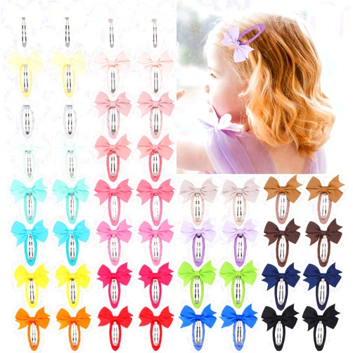 OAOLEER 24PCS 2inch Baby Hair Clips, Oaoleer Baby Girls Fully Lined Baby Bows Hair Pins Tiny Hair Bows Alligator Clips for Baby Girls Infants Toddlers 12 Colors in Pairs (Style F)