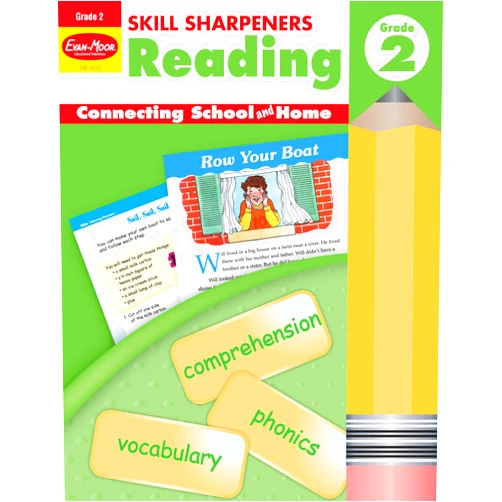 Evan-Moor Educational Publishers Evan-Moor Skill Sharpeners Reading Workbook, Grade 2, Vocabulary, Comprehension, Phonics, Word Family, Rhyming, Synonyms, Antonyms, Word Searches, Crossword Puzzles, Alphabetical Order, Homeschool