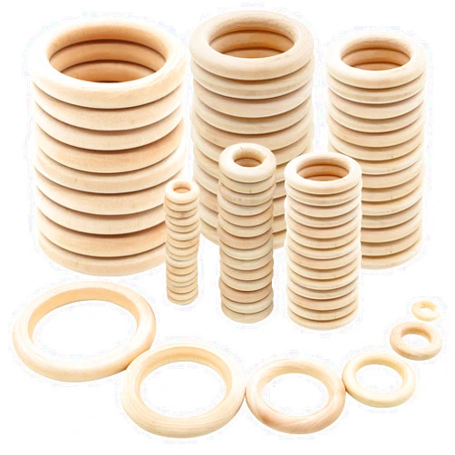 ZOCONE 100 Pcs Macrame Wooden Rings, 6 Sizes Unfinished Wooden Rings for Crafts, Natural Solid Wood Rings without Paint for Macrame DIY Crafts Jewelry Making Pendant Connectors