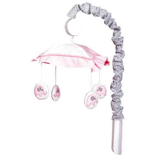 GEENNY OptimaBaby Pink Grey Elephant Musical Mobile