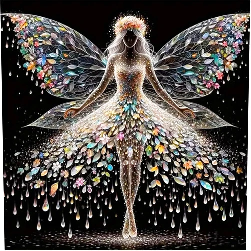 ZHUDENGXJL 5D Diamond Painting Kits for Adults,Colourful Angel Wings Fairy Diamond Art Kits for Adults,DIY Full Drill Diamond Dot Gem Art Kits for Adults Beginners,Wall Home Decor 12 X 12inch