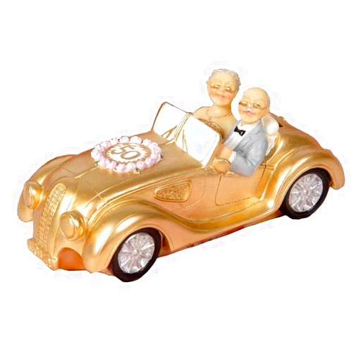 Letsgood Handmade 50th Anniversary Couple Figurines Gift - Polyresin Elderly Couple Collectibles Statues Gift for Wedding Anniversary