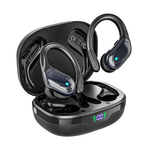 Catitru Wireless Earbuds Bluetooth Headphones 80hrs Playback Ear Buds Power Display with Noise Canceling Mic Headsets for Sports/Workout/Running Black