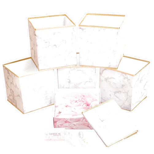 DAMAHOME Storage Cubes Organizer Bins - 11 inch Foldable Bins, Fabric Dual Handles Box, Closet Shelf Baskets, Nursery for Home&Office 6-Pack (Marble)