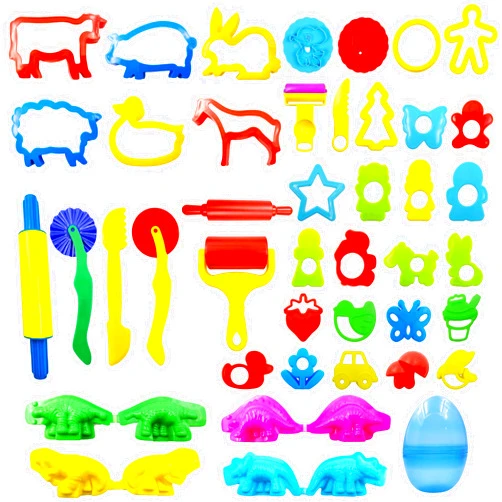 FRIMOONY Dough Tools Set for Kids, Various Plastic Animal Molds, Rolling Pins, for Creative Dough Cutting, 44 Pieces