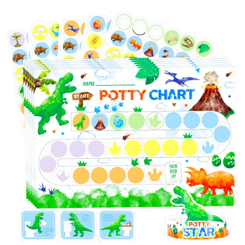 WERNNSAI Potty Training Chart - Dinosaur Toilet Training Reward Chart with 270 Potty Training Stickers Crown Pink Sticker Chart for Boys Toddler Kids Potty Training for Ideal Gift Birthday