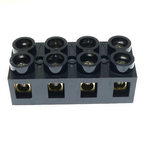 RLECS 500V 60A 4 Position Double Row Screw Terminal Block Dual Row Electrical Barrier Terminal Strip Block, Black