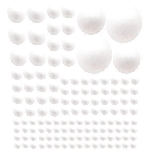 FFchuanhe 129 Pack Craft Foam Balls, 7 Sizes Including 1-4 Inches, White Polystyrene Smooth Round Balls, Foam Balls for Arts and Crafts, DIY Craft for Home, Supplies School Craft Project and Holiday Party