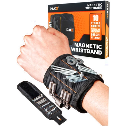 RAK Magnetic Wristband for Holding Screws, Nails and Drill Bits for Men - Made from Premium Ballistic Nylon with Lightweight Powerful Magnets for Dad, Husband, Grandpa, Handyman
