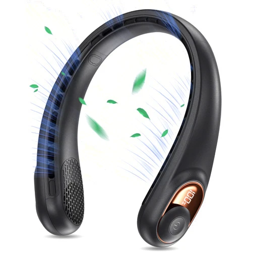 KIDEE Neck Fan, Portable Bladeless Neck Fans, Upgrade 360° Airflow, Super Quiet, 3 Speeds, 4000mAh Personal Wearable Neck Fan, Upgraded Cooling Air Volume USB Rechargeable Hands Free Fan